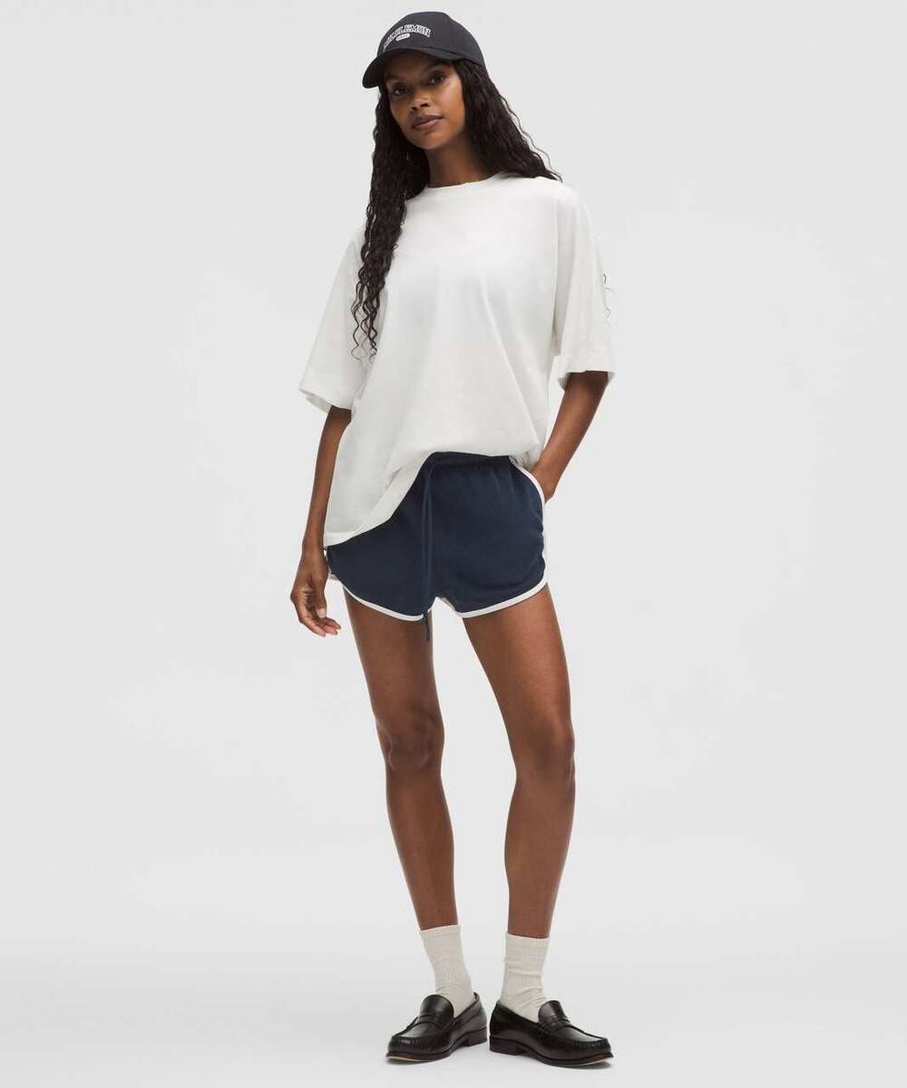 Lululemon Cotton Terry High Rise Shorts 2” Club Blue White Small